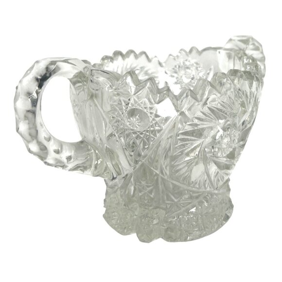 VTG EAPG Pressed Glass Sugar Bowl Two Handles & Intricate Starburst Design READ - Picture 3 of 10